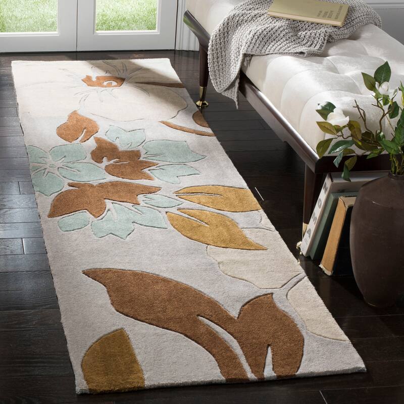 SAFAVIEH Handmade Modern Art Lyuda Modern Polyester Rug - 2'3" x 8' Runner - Ivory/Multi