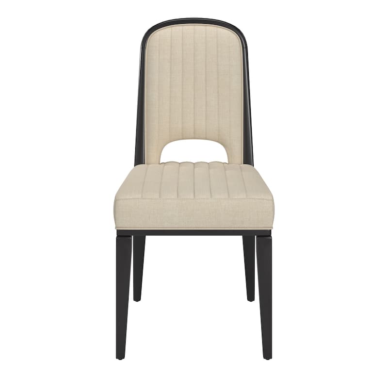 Harstad Wood Finish Cream Fabric Channel Stitching Dining Chair (Set of 2) by iNSPIRE Q Modern