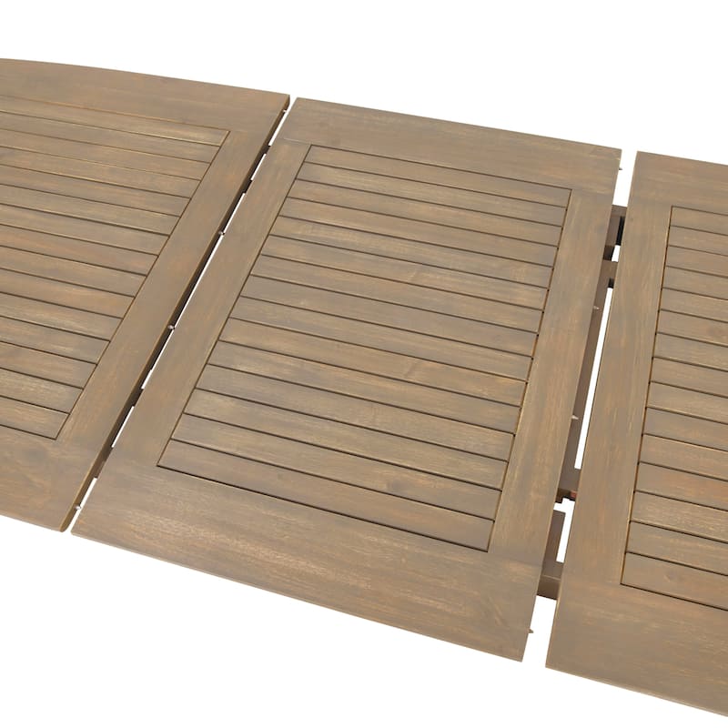Roomfitters Outdoor Acacia Wood Expandable Dining Table, Stylish and Durable Design for Patio and Garden Use, Gray