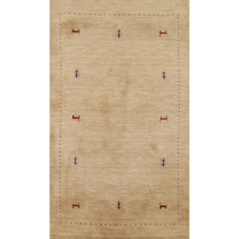 Tribal Gabbeh Indian Accent Rug Handmade Modern Wool Carpet - 2'11"x 5'2"