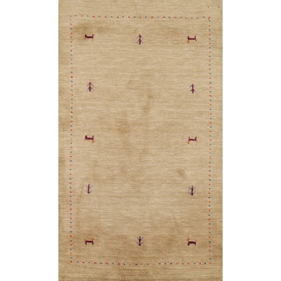 Tribal Gabbeh Indian Accent Rug Handmade Modern Wool Carpet - 2'11"x 5'2"