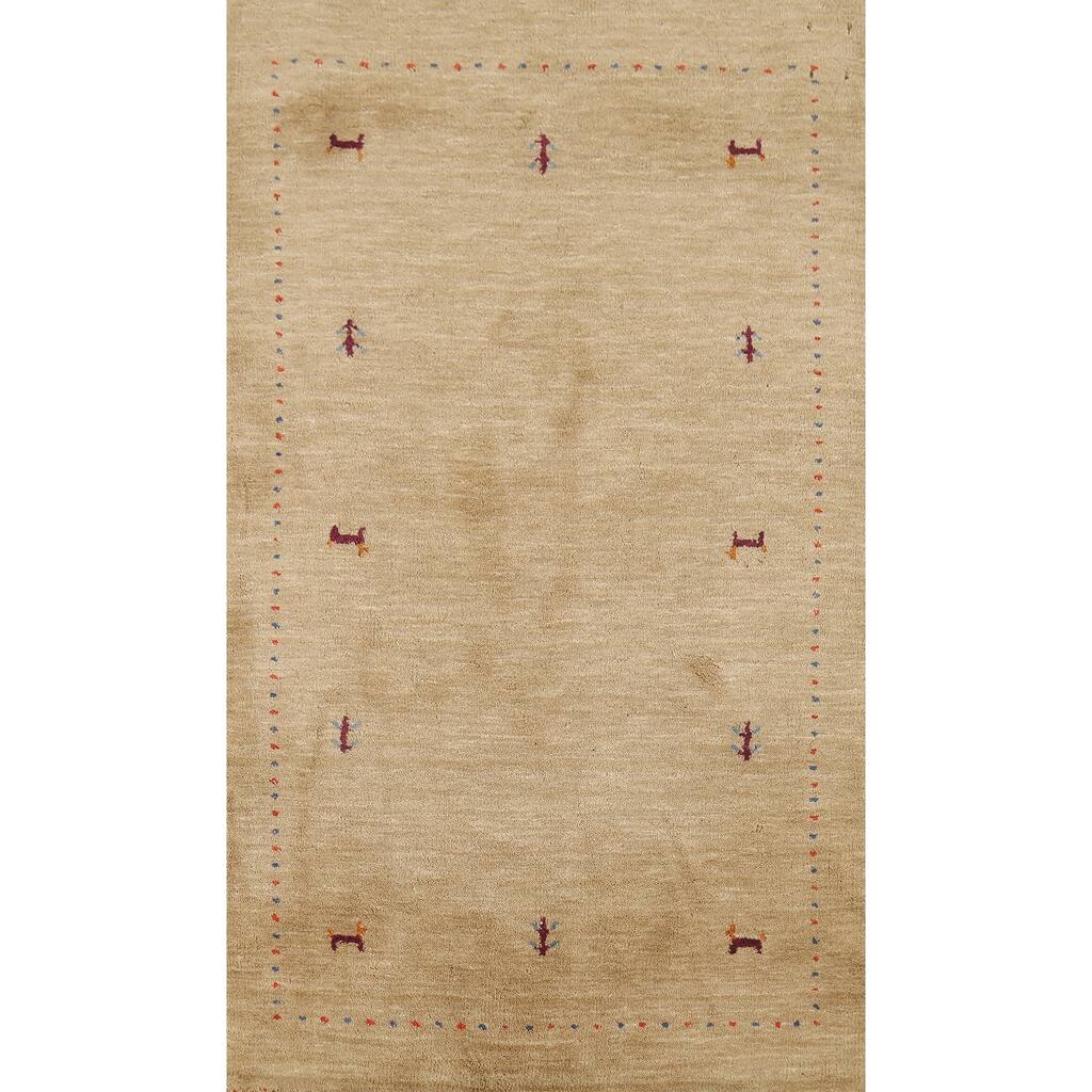 Tribal Gabbeh Indian Accent Rug Handmade Modern Wool Carpet - 2'11"x 5'2"