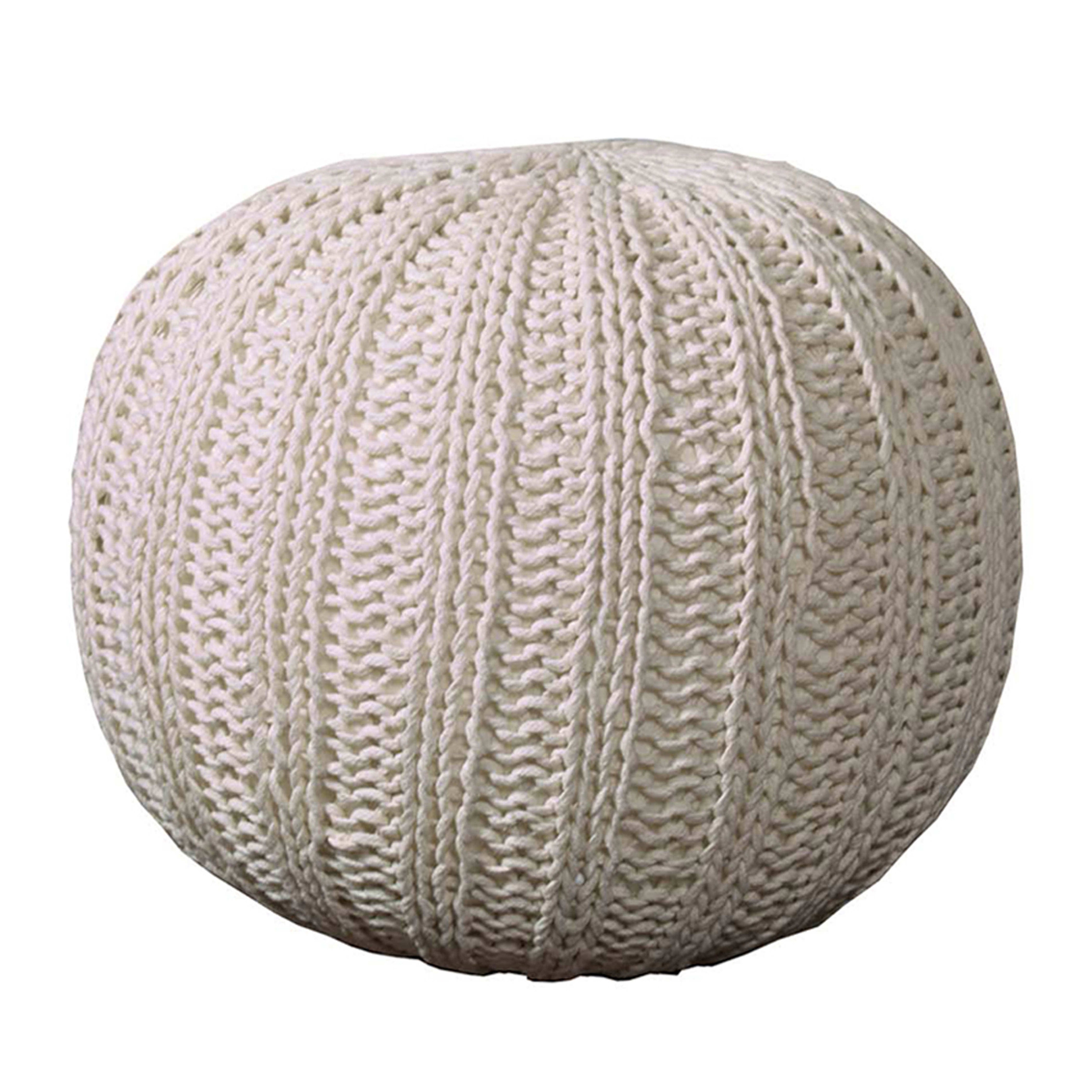 HomeRoots 20" Beige 100% Cotton Ottoman