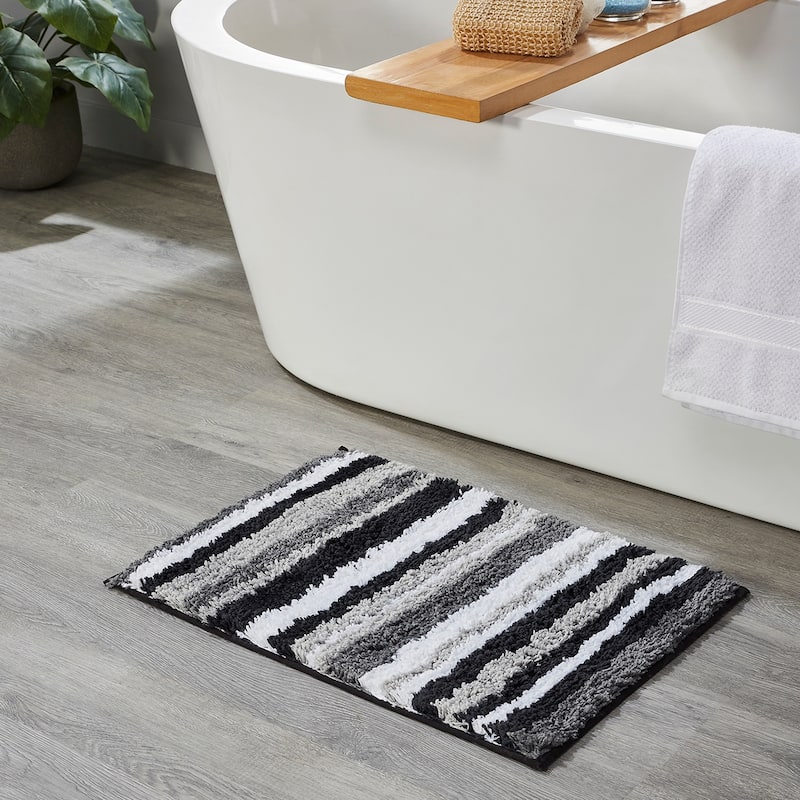 Better Trends Bath Rug 100% Polyester Super Absorbent Anti-Skid TPR Backing Bathroom Rug For Shower,Sink Mats Griffie Collection - 20" x 32" Rectangle - Gray