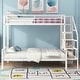 preview thumbnail 15 of 22, Stairway Twin over Full Size Bunk Bed with Open Wardrobe, Metal Bunk Bedframe with Storage Staircase and Guardrails