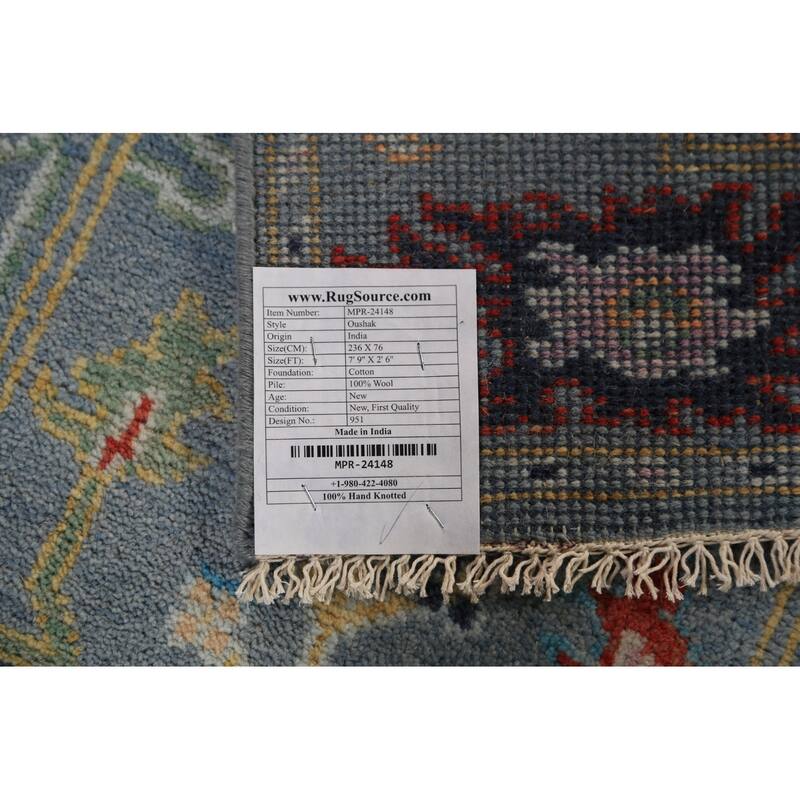 Floral Oushak Indian Runner Rug Hand-Knotted Wool Carpet - 2'6"x 7'9"