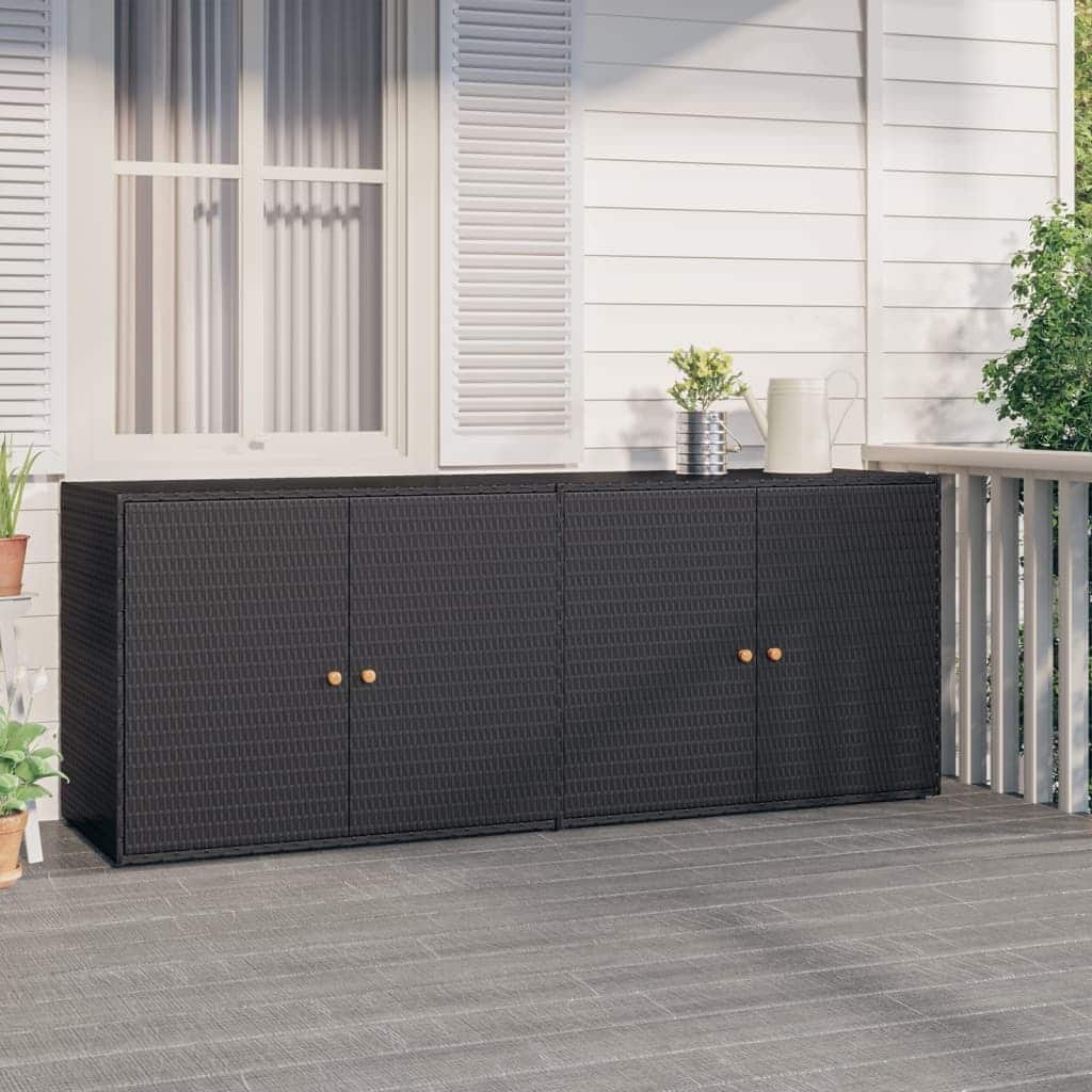 vidaXL Garden Storage Cabinet Black 78"x21.9"x31.5" Poly Rattan
