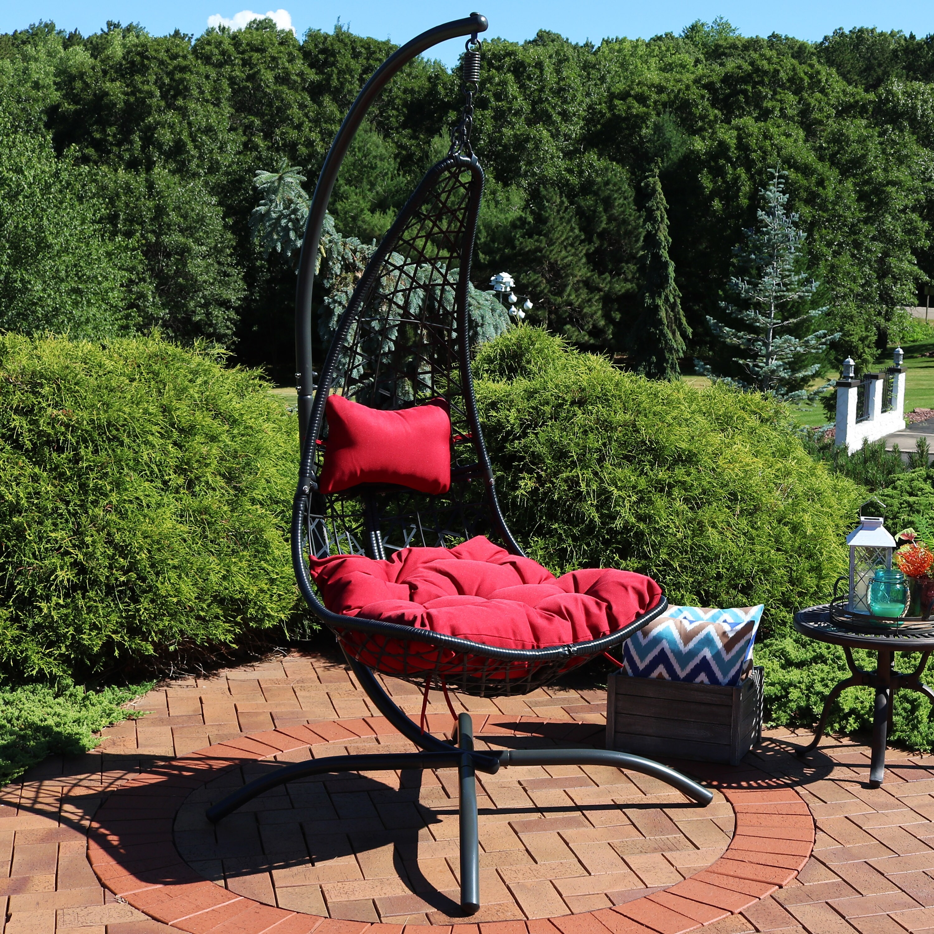 Sunnydaze decor sunnydaze outdoor hanging lounge sales chair replacement cushion and umbrella fabric