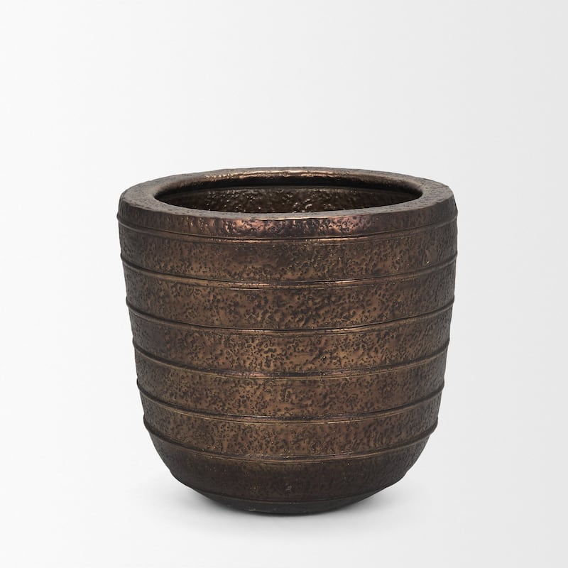 Aivana Large Antiqued Gold Metal Floor Vase