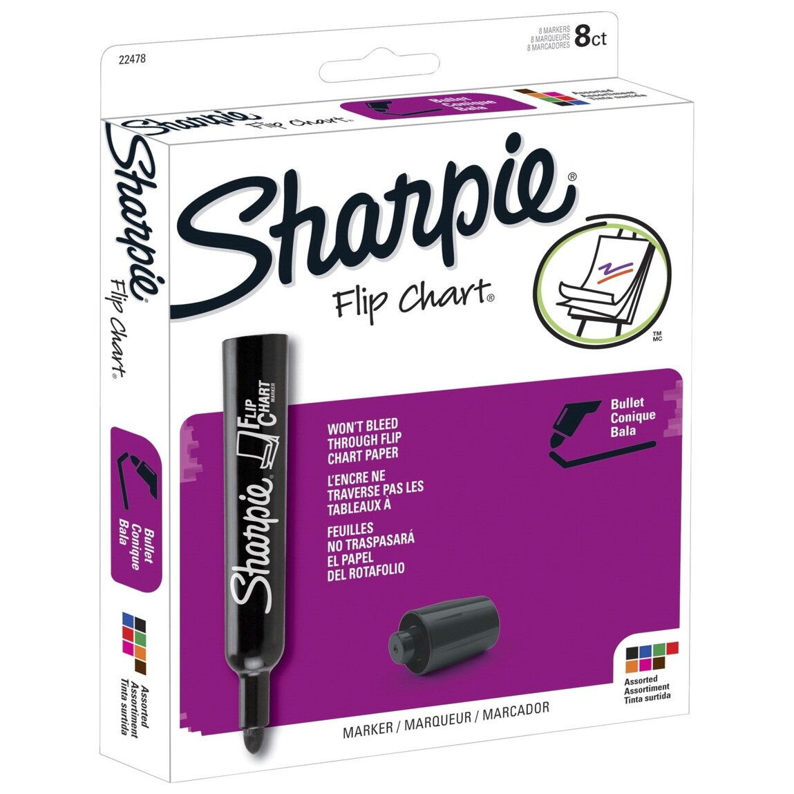 Sharpie Flip Chart Markers Bullet Tip Assorted Colors Set Of 8
