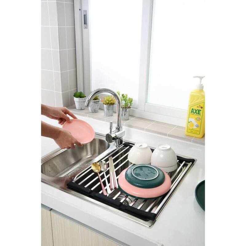 YBM Home Roll Up Dish Drying Rack Stainless Steel for Over the Sink and Counter, 1206