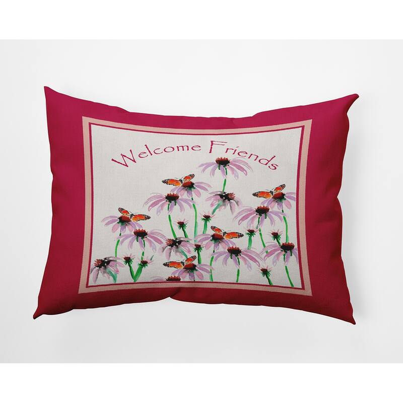 Welcome Friends Decorative Throw Pillow - Bold Pink - 14" x 20"