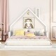 preview thumbnail 13 of 18, Full Size Wood Floor Bed with House-Shaped Headboard, Natural Finish for a Playful and Modern Bedroom Look