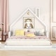 preview thumbnail 3 of 8, Modern Full Size Wood Floor Kids Bed Frame with House-Shaped Headboard, Sturdy Pine Construction, Easy Assembly, White