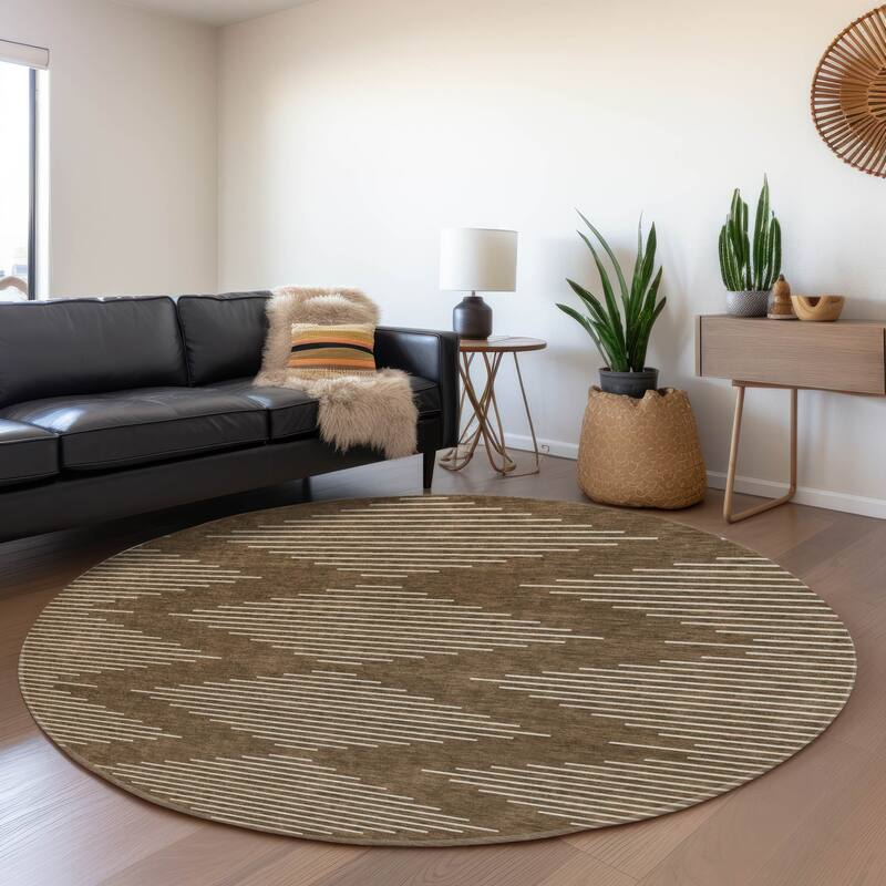 Premium Washable Super Soft Modern Geo Mayfield Rug - Brown - 8' x 8'