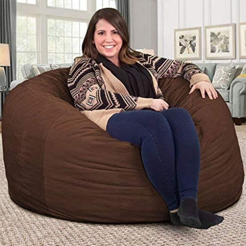 Ultimate Sack 4ft Bean Bag Chair, Oversized Indoor Comfy Lounger, Brown Suede