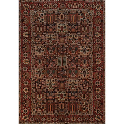 Orange Bakhtiari Persian Vintage Area Rug Hand-Knotted Wool Carpet - 6'7" x 9'10"