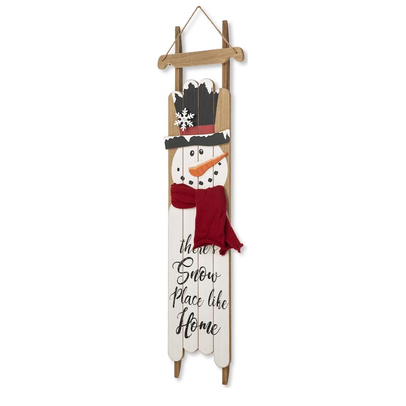 Glitzhome 42"H Wooden Christmas Sleigh Snowman or Santa Porch Sign