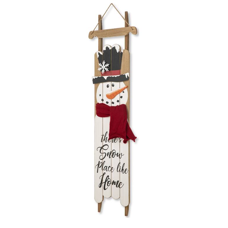 Glitzhome 42"H Wooden Christmas Sleigh Snowman or Santa Porch Sign