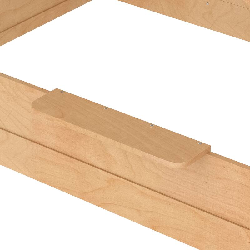 Queen Size Floor Bed with Guardrails and Roof, Kids House Floor Bed with a Small Built-in Tray and Free-installed Signboard