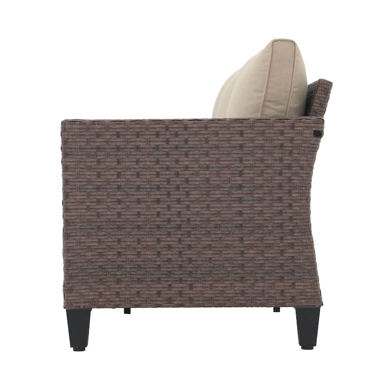 Outdoor Wicker Cushioned Loveseat