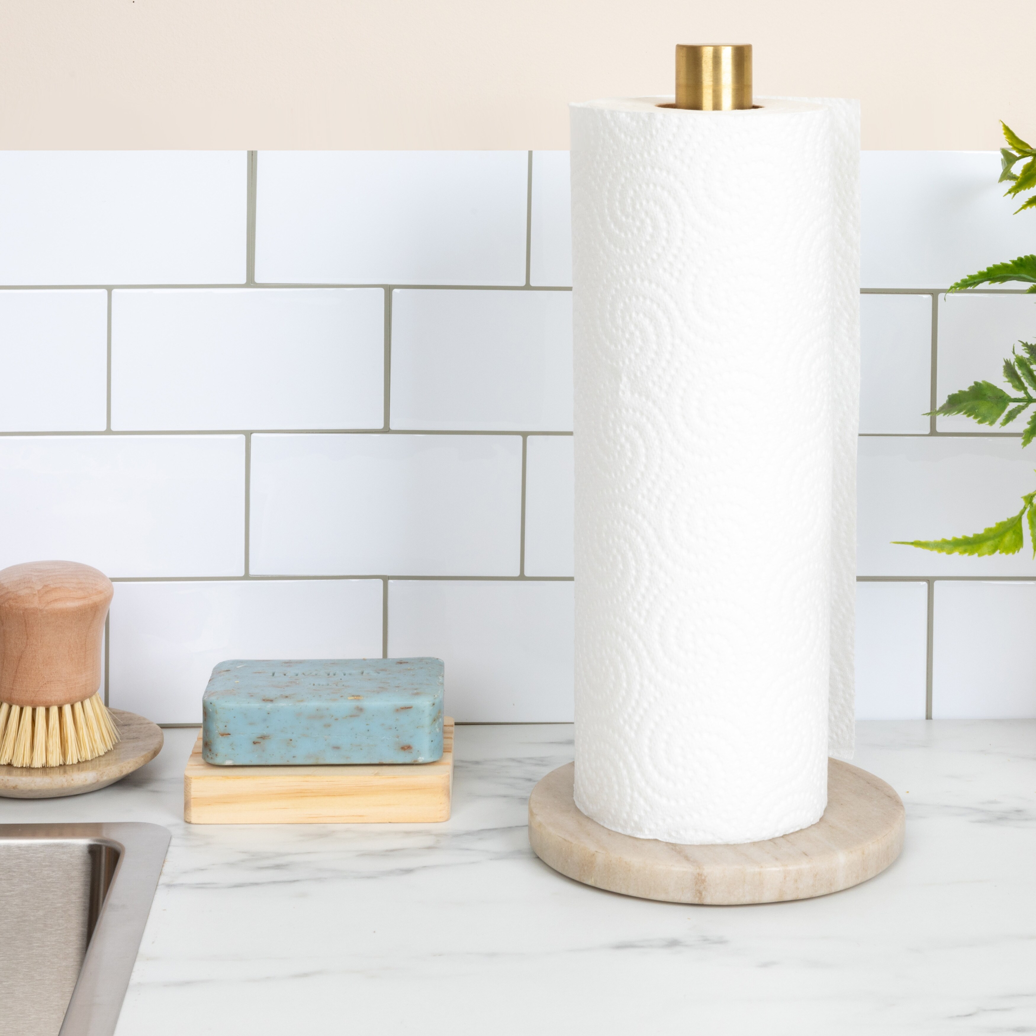 Marble Paper Towel Holder with Brass Detail 6.0