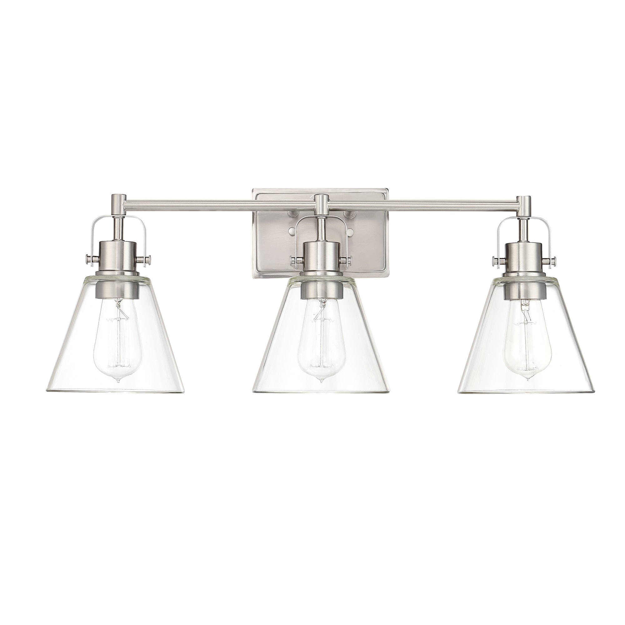 25.4 in. 3-Light Vanity Light with Brushed Nickel Finish and Clear Glass Shade