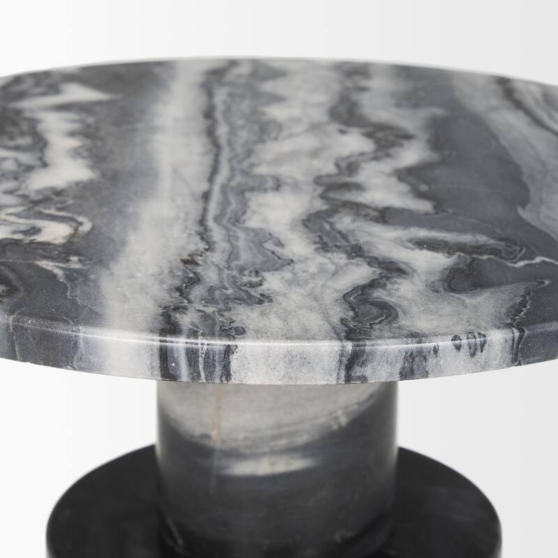 Taite Solid Dark Gray Marble Pedestal Accent Table - 16.0L x 16.0W x 20.0H