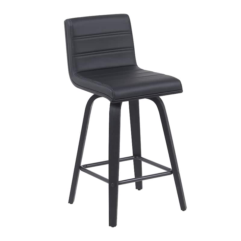 Skara Mid-Century Swivel Counter Stool, Upholstered Counter Height Chair with Bentwood Legs