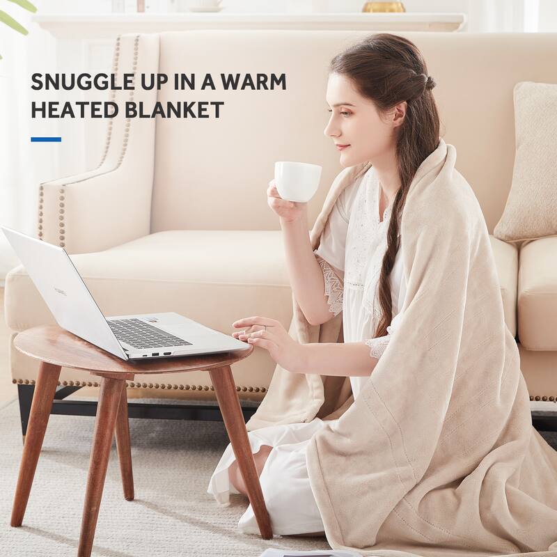 Heated Blanket Electric Throw Fast Heating Ultra Soft Warm Flannel
