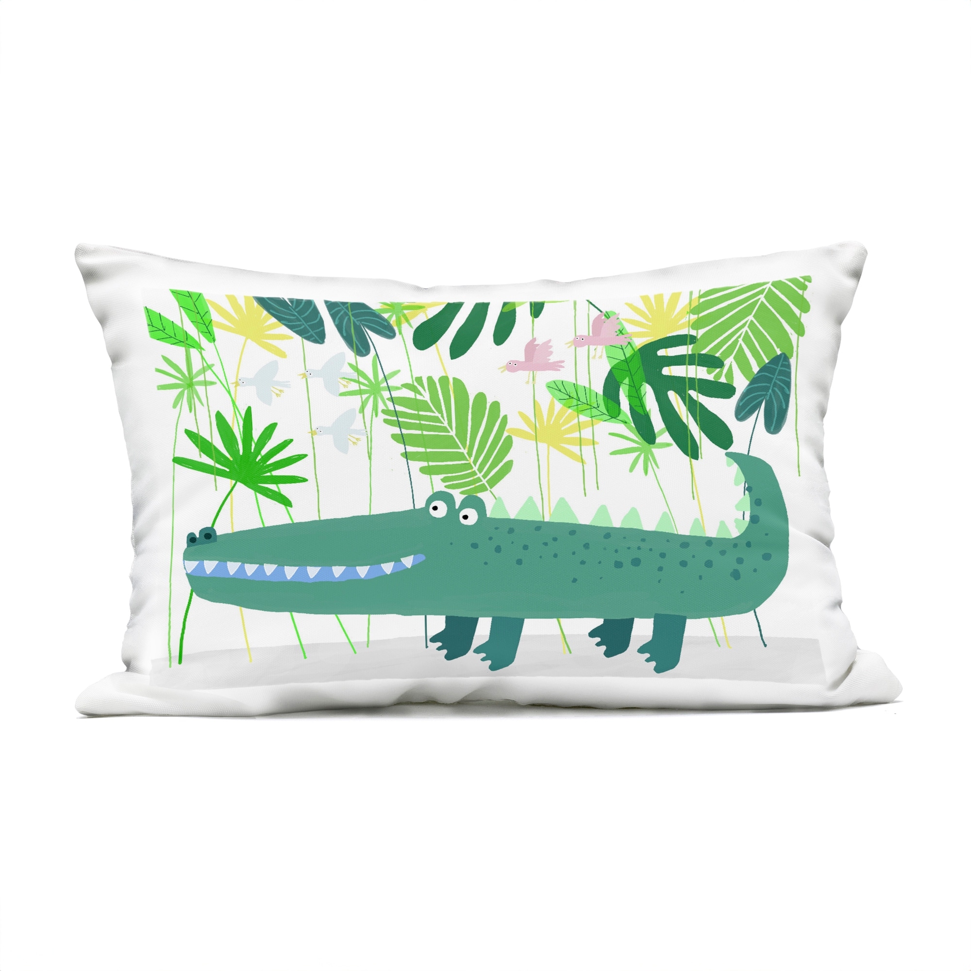 Stupell Crocodile Jungle & Leaves Printed Outdoor Throw Pillow Design by Carla Daly
