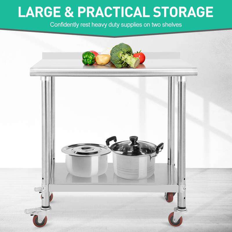 36" x 24" Stainless Steel Work Table with Under Shelf