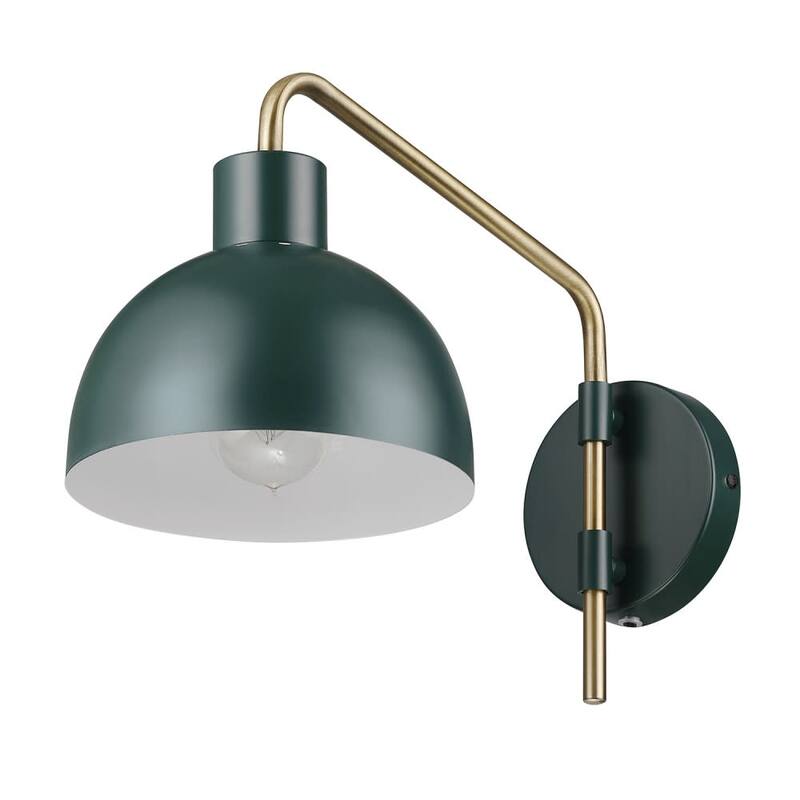 Globe Electric Dimitri 8" Tall Wall Sconce with Brass Shade