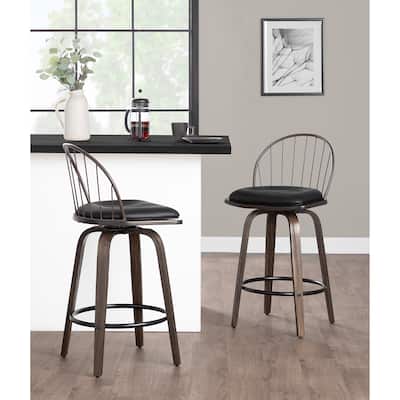 The Gray Barn Ellul 26" Fixed-Height Counter Stool with Upholstered Seat - Set of 2