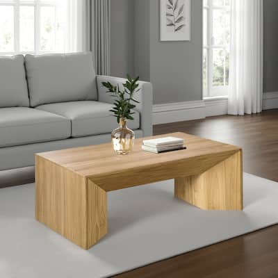 Arnold Coffee Table, Natural Brown Wood Frame, Rectangular 53 Inch