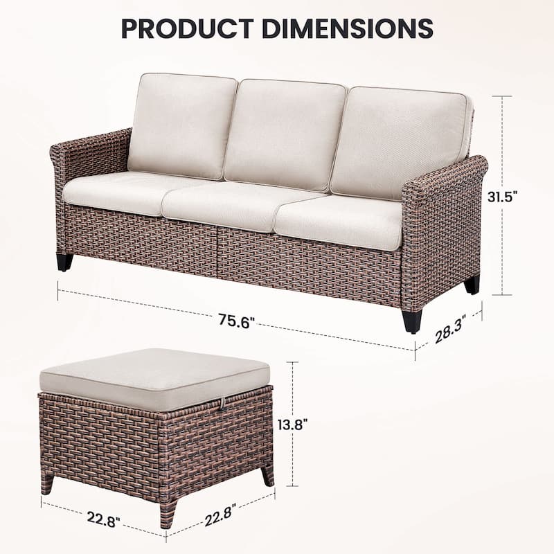 Pocassy Outdoor Sofa Swivel Chairs Patio Chair Funiture Set