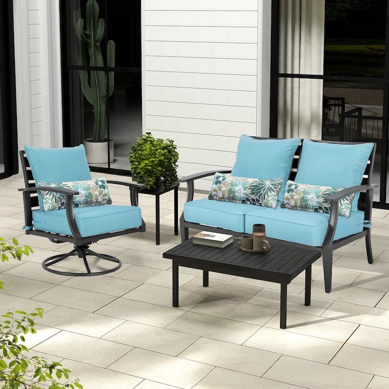 Aoodor 22'' x 24'' Outdoor Deep Seat Chair Cushion Set(Set of 2 Seats, 2 Backs, 2 Pillows） - N/A