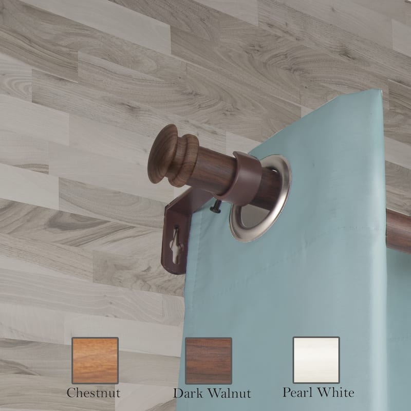 InStyleDesign Cher 1 inch Faux Wood Curtain Rod - 160 to 240 inches - Dark Walnut
