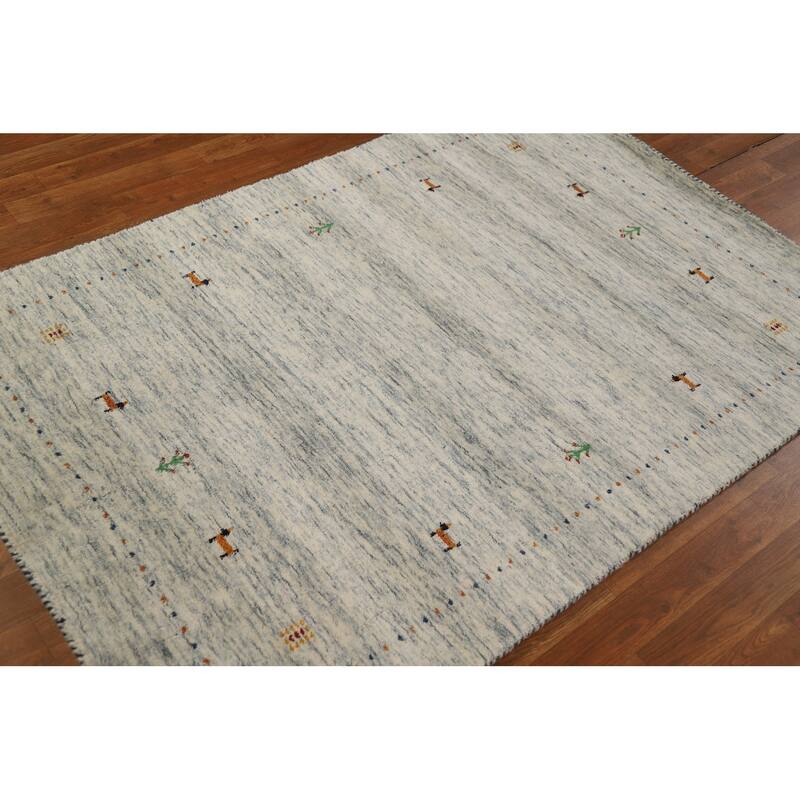 Little Animals Gabbeh Oriental Area Rug Hand-Knotted Wool Carpet - 4'0" x 5'10"