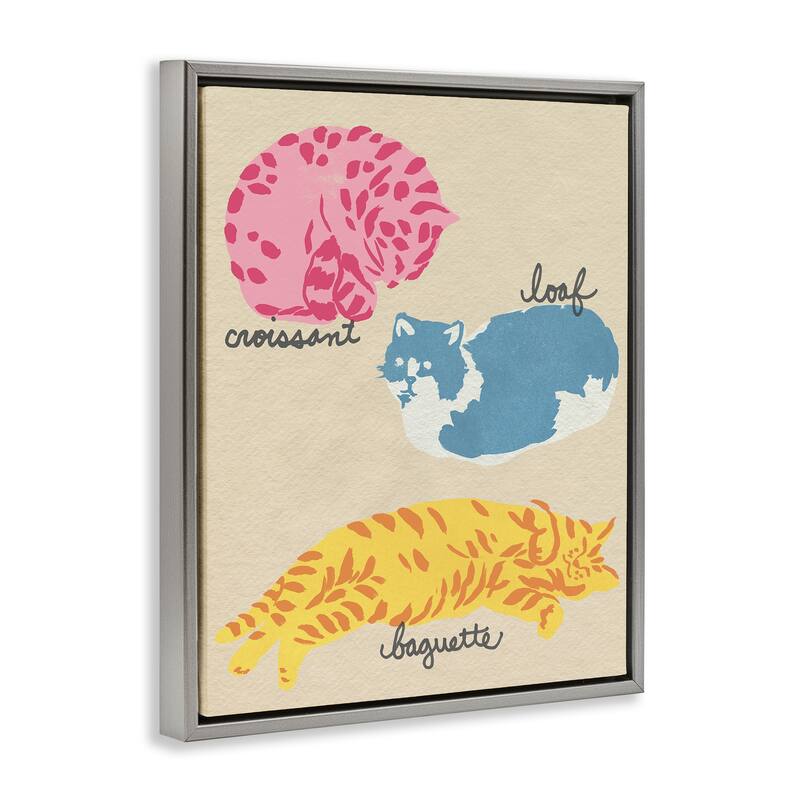 Stupell Funny Relaxing Cat Shapes Framed Floater Canvas Wall Art Design By June Erica Vess