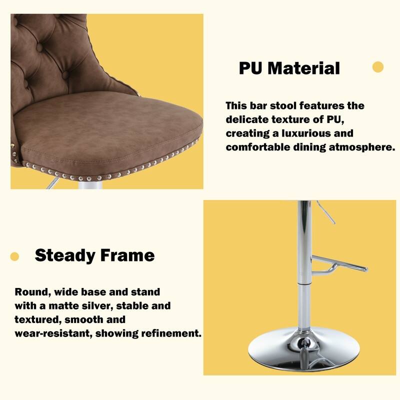 Swivel Foam Barstools Adjusatble Seat Set of 4