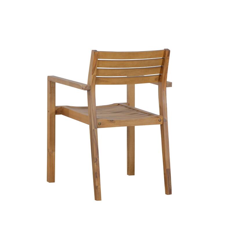 5-Piece Outdoor Acacia Wood Dining Set with Rectangular Table and Umbrella Hole for Family Gatherings