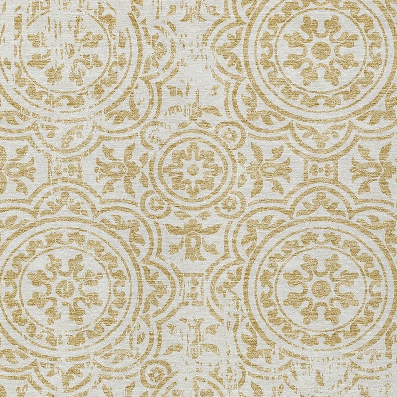 HomeRoots Medallion Transitional Rectangle Outdoor Rug