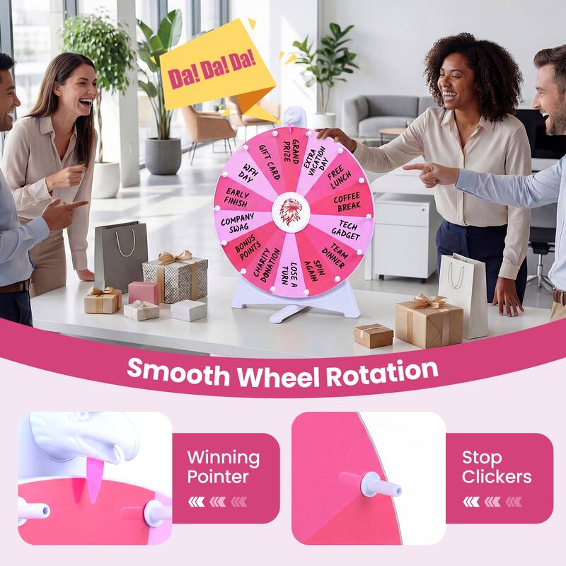 Gymax Spinning Prize Wheel 14 Slots Spin Wheel w/Blackboard Marker