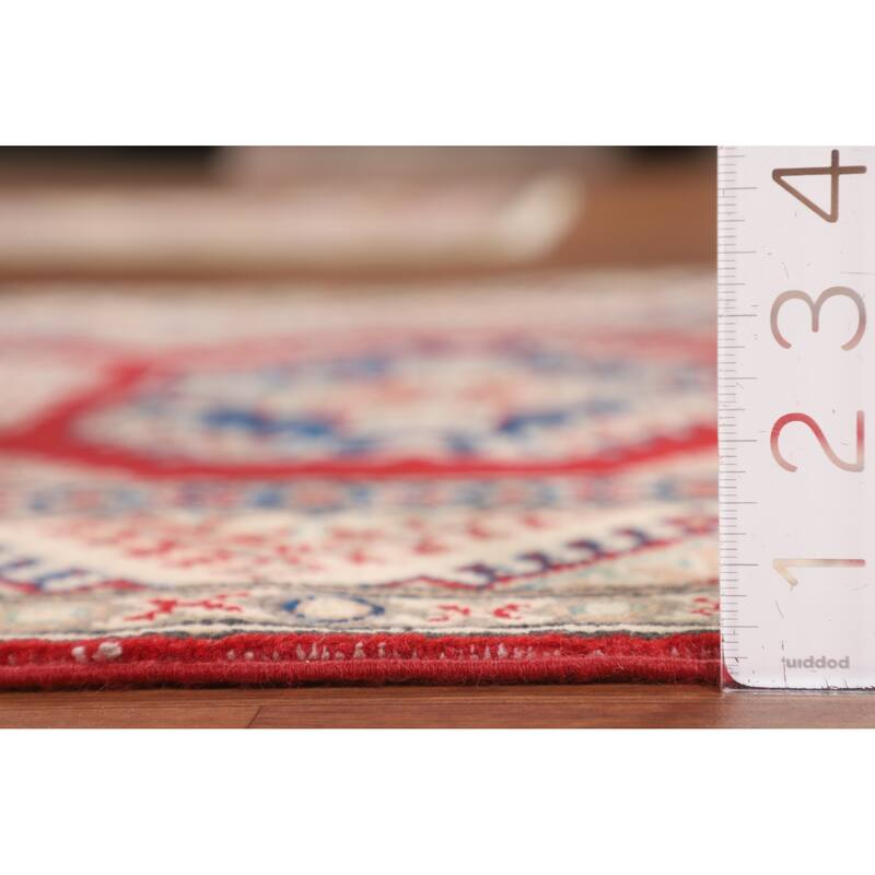 Red Kazak Foyer Rug Hand-Knotted Traditional Wool Carpet - 3'1" x 3'9"