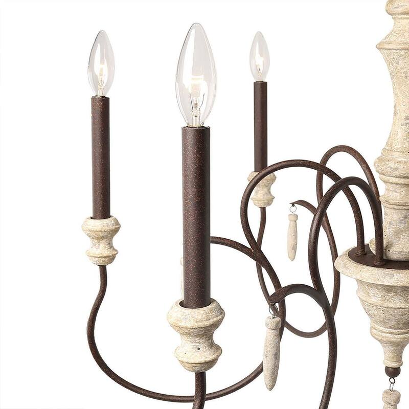 Modern Farmhouse 6-Light Wood Chandelier Classic French Country Lights - D31" x H32.5"