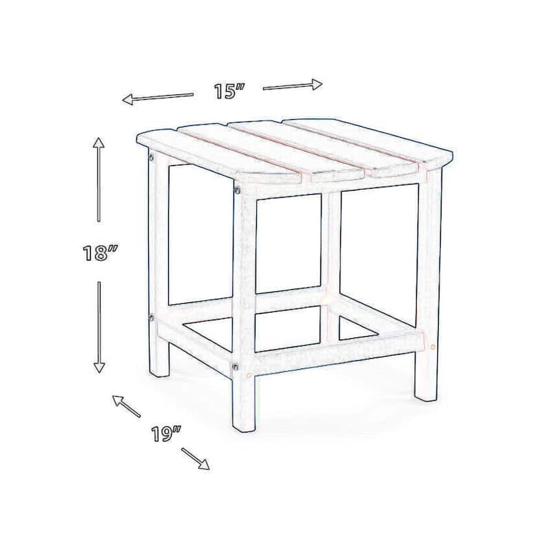 Suen 19 Inch End Table, Outdoor Blue Polyethylene Slatted Top, Steel Frame