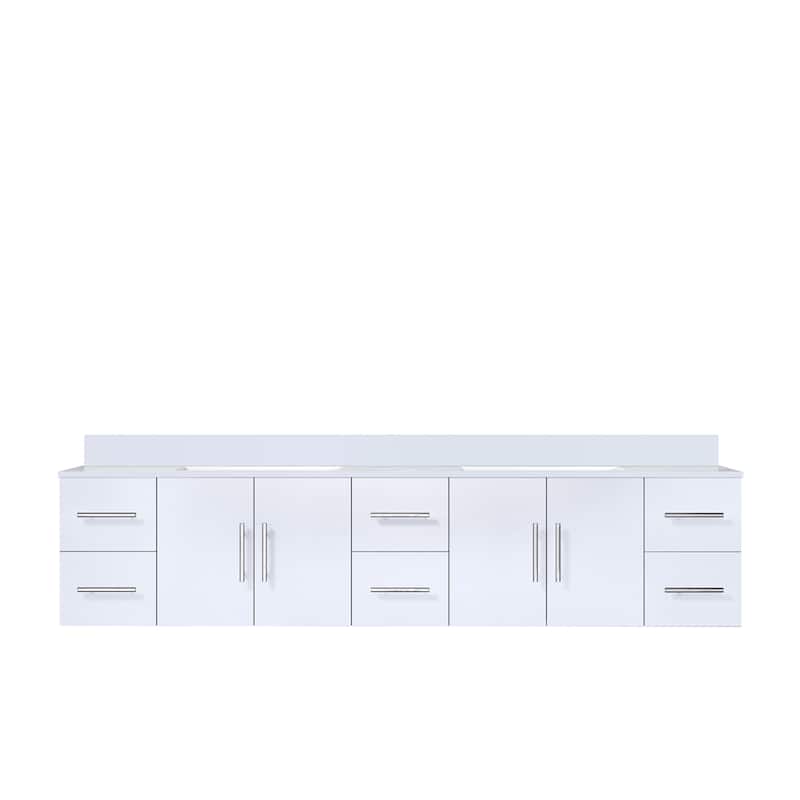 Geneva 84 in. W x 22 in. D Dark Grey Double Bath Vanity and White Quartz Top