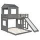 preview thumbnail 35 of 44, Playhouse Inspired Twin over Full Bunk Bed with Playhouse, Slide & Ladder