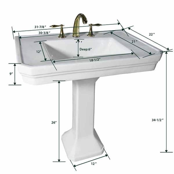 Darbyshire 34-1/2 in. Pedestal Combo Bathroom Sink in White